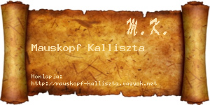 Mauskopf Kalliszta névjegykártya